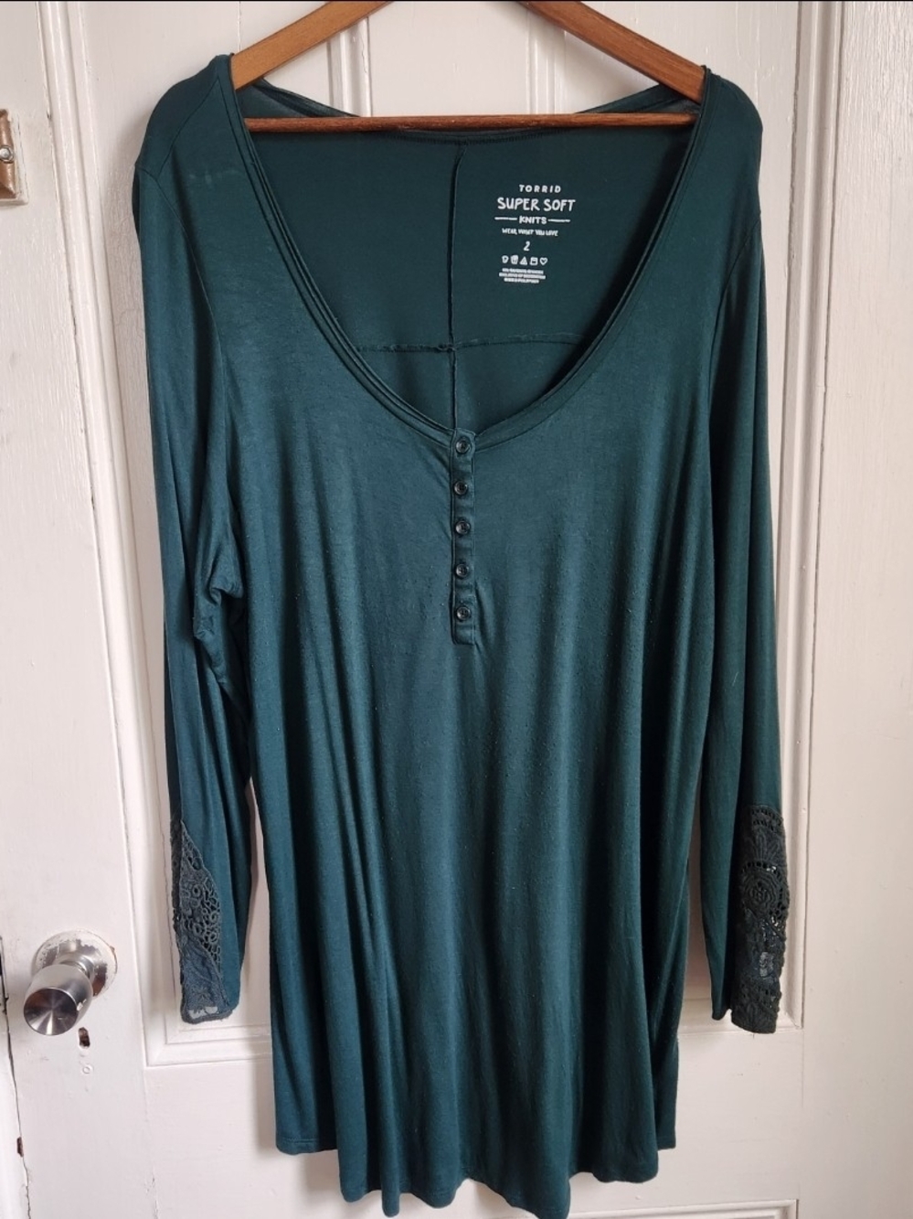 Torrid Super Soft Emerald Green Henley Tunic Dress